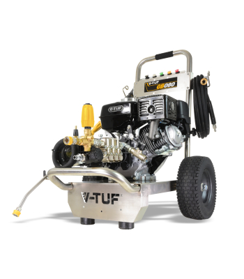 V-TUF GB080 Industrial 9HP Gearbox Driven Honda Petrol Pressure Washer - 2900psi, 200Bar, 15 lpm - Stainless Steel Frame - Code GB080