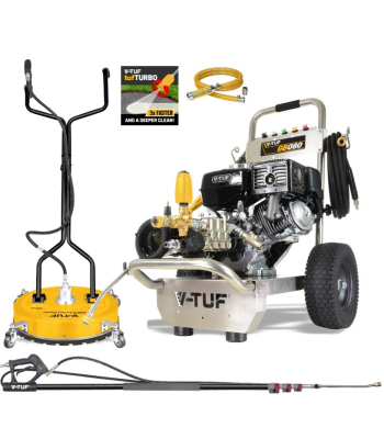 V-TUF GB080 Industrial 9HP Gearbox Driven Pressure Washer 200Bar, 15L/min + Property Maintenance Starter Kit Bundle - Code GB080-KIT3