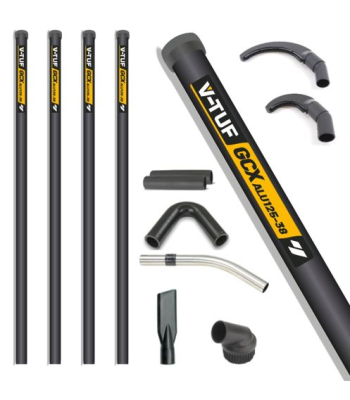 V-TUF HIGH LEVEL INDOOR & GUTTER CLEANER KIT- 16ft (5M) REACH 38MM POLES - With Pipe Cleaning Tools - Code GCX38-16PC