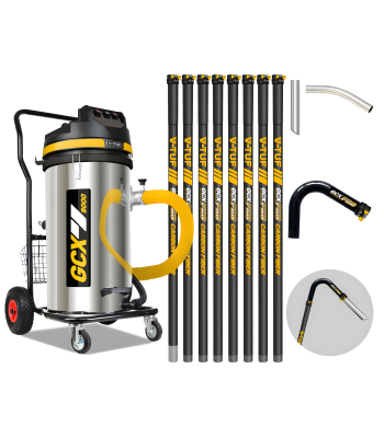 V-TUF 3.5KW 100L XTRA LARGE & RUGGED Industrial Powerful Vacuum Cleaner + 40FT GCX PRO GUTTER CLEANING KIT - Code GCX9000-240-KIT2