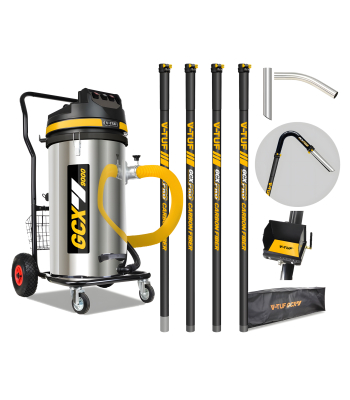 V-TUF 3.5KW 100L XTRA LARGE & RUGGED Industrial Powerful Vacuum Cleaner + 20FT GCX PRO GUTTER KIT, CAMERA & BAG - Code GCX9000-240-KIT3