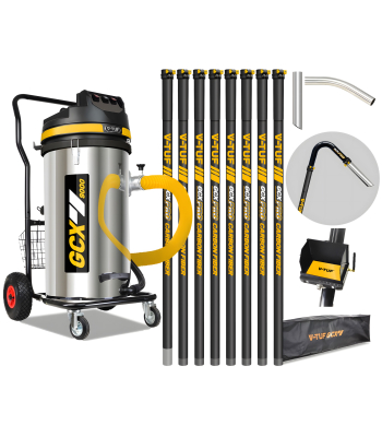 V-TUF 3.5KW 100L XTRA LARGE & RUGGED Industrial Powerful Vacuum Cleaner + 40FT GCX PRO GUTTER KIT, CAMERA & BAG - Code GCX9000-240-KIT4