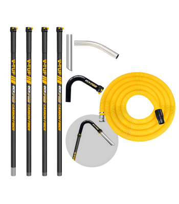 V-TUF GCX HIGH LEVEL GUTTER CLEANER KIT 5m 50mm HOSE -  CARBON FIBRE  20ft (6M) REACH 50MM POLES  - WITH 10M 50mm HOSE  FITS GCX SIDE INLET MACHINES - Code GCXCF5050-20