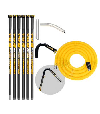 V-TUF GCX HIGH LEVEL GUTTER CLEANER KIT 5m 50mm HOSE -  CARBON FIBRE  30ft (9M) REACH 50MM POLES  - WITH 10M 50mm HOSE  FITS GCX SIDE INLET MACHINES - Code GCXCF5050-30