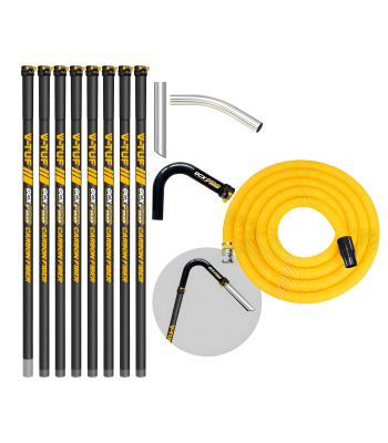 V-TUF GCX HIGH LEVEL GUTTER CLEANER KIT 5m 50mm HOSE -  CARBON FIBRE  40ft (12M) REACH 50MM POLES  - WITH 10M 50mm HOSE FITS GCX SIDE INLET MACHINES - Code GCXCF5050-40