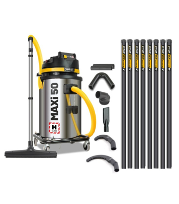 V-TUF MAXi - 50L H-Class 240v 1750w Industrial Dust Extraction Vacuum Cleaner - 16Ft High Level Cleaning Kit & Pipe Cleaning Tools - Code MAXIH24050LKIT1