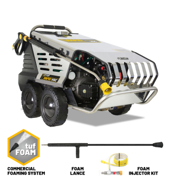 V-TUF RAPID VSCF 240v Hot Water Stainless Industrial Pressure Washer with COMMERCIAL FOAM SYSTEM - Code RAPIDVSC240F