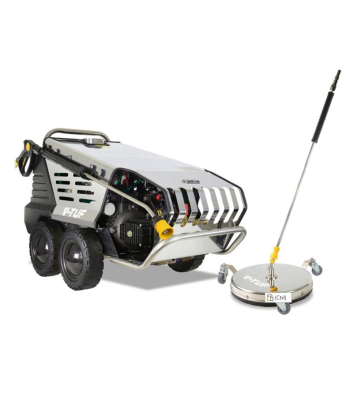 V-TUF RAPID VSC 240v Hot Water Stainless Industrial Mobile Pressure Washer - 1500psi, 100Bar, 12L/min & 410mm tufTURBO SURFACE CLEANER - Code RAPIDVSC240V-KIT1