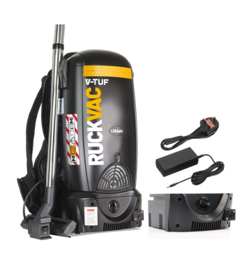 V-TUF RUCKVAC M-Class Rated Cordless Backpack Vacuum Cleaner - Battery Operated - EXTRA BATTERY PACK & CHARGER - Code RUCKVAC-ION-KIT4