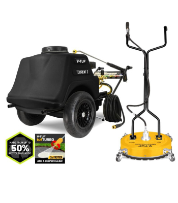 V-TUF TORRENT 2 7HP Mini-Bowser Petrol Pressure Washer 190 Bar, 13L/min + 19 inch  POLY DECK SURFACE CLEANER - Code TORRENT2-KIT1