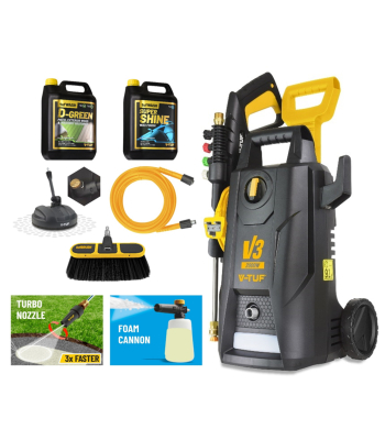 V-TUF V3-240 X2 2175psi 150Bar, 7.5L/min DIY Portable Electric Pressure Washer - Patio & Car Cleaner Starter Kit - Code V3240X2-KIT3