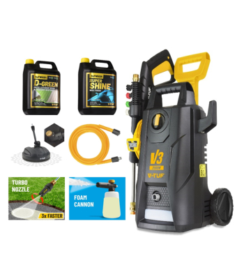 V-TUF V3-240 X2 2175psi 150Bar, 7.5L/min DIY Portable Electric Pressure Washer - With WASH & WAX & D-GREEN - Code V3240X2-KIT1