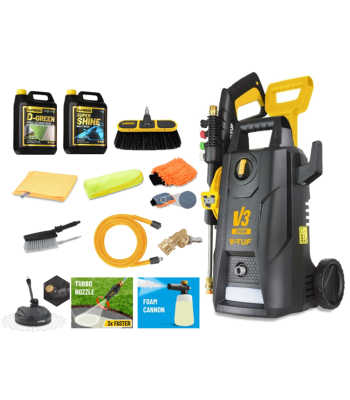 V-TUF V3-240 X2 2175psi 150Bar, 7.5L/min DIY Portable Electric Pressure Washer - Pro Patio & Car Cleaner Kit - Code V3240X2-KIT4