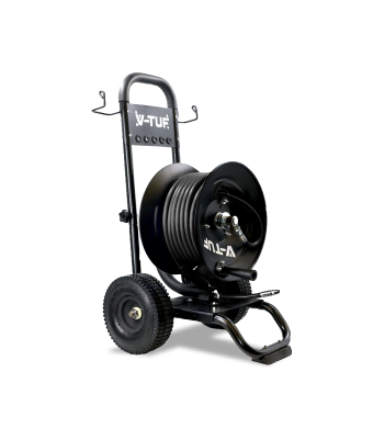 V-TUF INDUSTRIAL TROLLEY MANUAL WIND HOSE REEL - 50M HEAVY DUTY HIGH PRESSURE HOSE - MSQ FITTINGS - Code V5.1453TR-KIT1