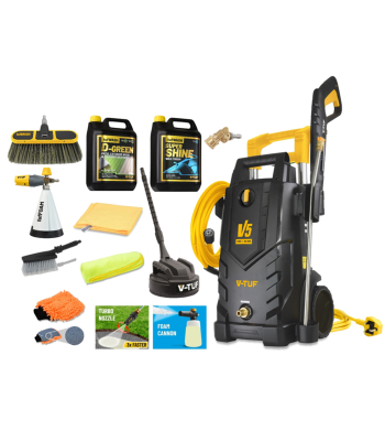V-TUF V5 240v X2 Tough DIY Electric High Power Pressure Jet Washer 2400psi, 165Bar, 7.2L/min  - Master PRO Patio & Car Cleaner - Code V5240X2-KIT4