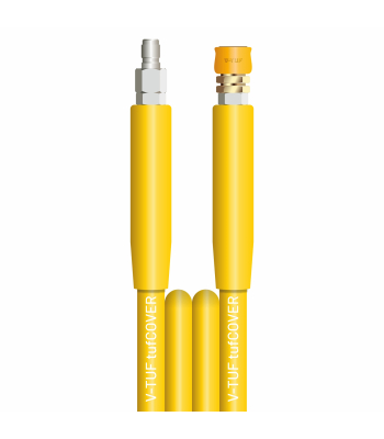 V-TUF 10m 2 WIRE, TOUGH COVER 3/8 inch  400BAR 155°C YELLOW V-TUF with DURAKLIX HEAVY DUTY MSQ COUPLINGS - CODE VTTCY23810UVYY-HD