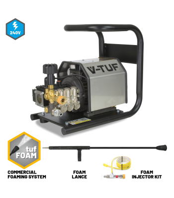 V-TUF 240TCF PORTABLE PRESSURE WASHER 240V (TOTAL STOP) with COMMERCIAL FOAM SYSTEM - Code VTUF240TCF