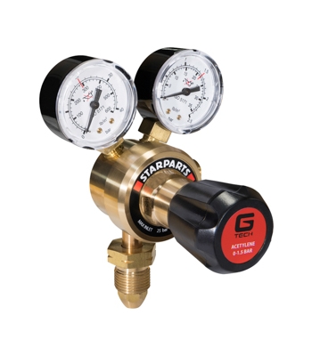 Gtech Single Stage 2 Gauge Acetylene Regulator 25 Bar