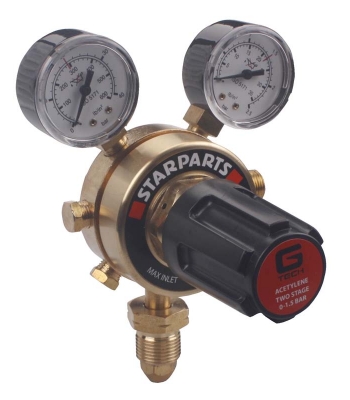 Gtech Two Stage 2 Gauge Acetylene Regulator 25 Bar