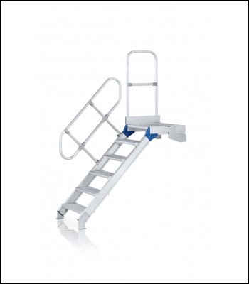 Zarges Z600 Access Steps With Platform, With Railings - 1750mm (h) - 800mm tread - 7 treads - Code: 40159386