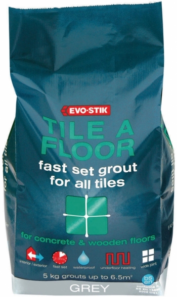 Bostik Tile A Floor Fast Set Grout For All Tiles  - Grey - 5 kg - Box of 3
