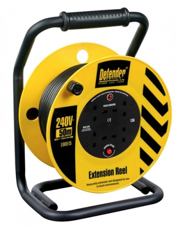 Defender HD Extension Reel 25m Cable Reel for Trade and Industrial Use - 110V 16A - Code E86505