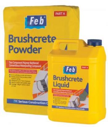 Feb Brushcrete Liquid Two Component Polymer Reinforced Cementicious Waterproofing Compound 5kg - per 4