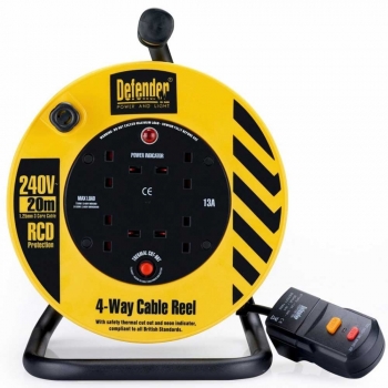 Defender 20 Metre 240V Site Power Extension Reel (RCD) - Code E86470