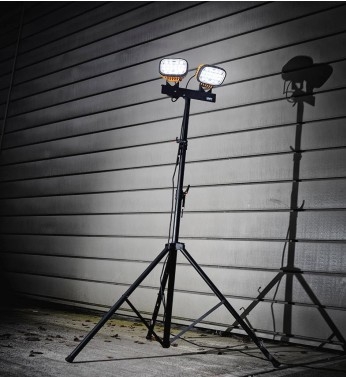Defender Twin LED 6000 Floodlights with Swing Leg Tripod 110v - Code E712912
