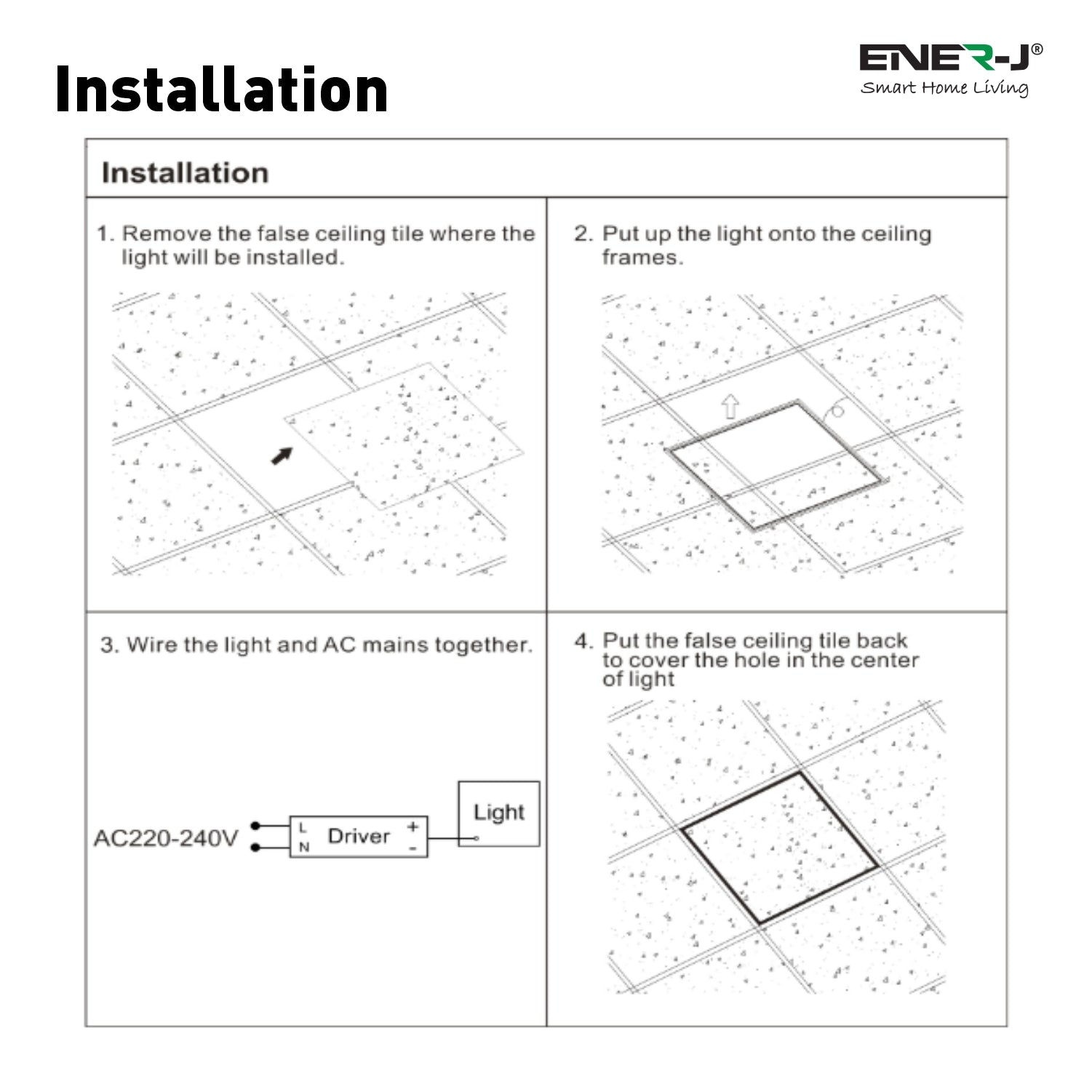 ENER-J LED Borderline Panel 60x60 40W 4000 Lumens, 6000K, 2 yrs ...