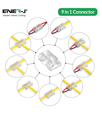 ENER-J 9 in 1 Multi use connector for 12V/24V 8mm COB strips - Code ACC1120