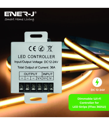 ENER-J 12V/24V Dimmable WiFi Controller for LED Strips, Max 360W - Code ACC1122
