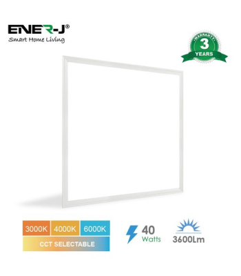 ENER-J 60x60 LED Recessed LED Edgelit Panels 40W 3600Lm, CCT selectable (6000K-4000K-3000K), 3 Years Warranty - Code E115