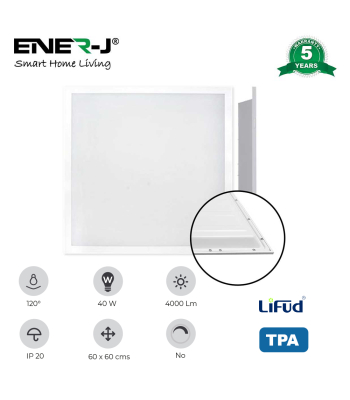 ENER-J 595x595 Backlit Panels 2pcs Pack, Lifud Driver, 4000 lumens, TPA Diffuser, 5 Years, 6500K (Pack of 3 sets) - Code E132-3