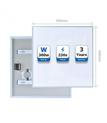 ENER-J 595*595 Infrared Heating Panel, White Body, 360W - Code IH1003