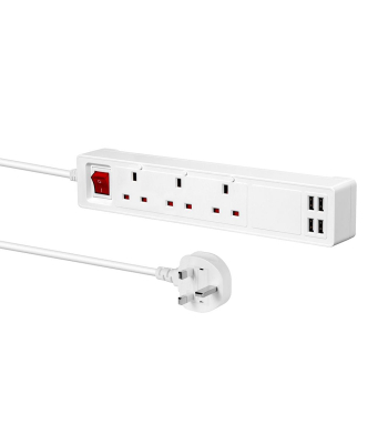 ENER-J Smart Power Extension Lead, 3 AC Outlets & 4 DC USB Port Compatible With Alexa & Google Assistant, App Remote Separate or Group Control Your Appliance - Code MYS1001