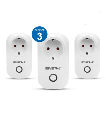 ENER-J Pack of 3 Wi-Fi Smart Plug EU Outlet with Energy Monitoring, Works with Amazon Alexa, Google Home, Wireless Smart Socket Remote Control Timer Plug Switch, No Hub Required. Max Load 1600W - Code SHA5280-3