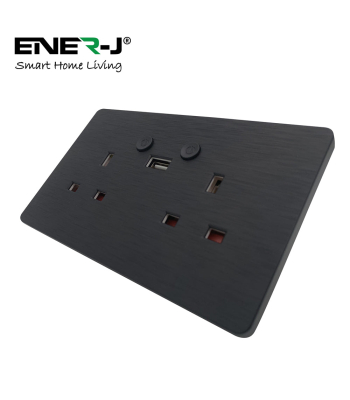 ENER-J Smart WiFi 13A WiFi Twin Wall Sockets with 1 USB Ports (Black) - Code SHA5282X