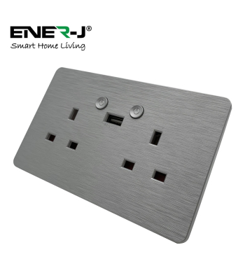 ENER-J Smart WiFi 13A WiFi Twin Wall Sockets with 1 USB Ports (Silver) - Code SHA5283X