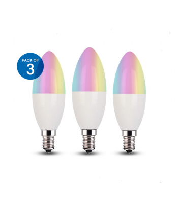 ENER-J Smart WiFi E14 LED Candle Bulb 4.5W, RGB+W+WW, Dimmable (Pack of 3) - Code SHA5287-3