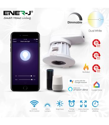 ENER-J Smart Wi-Fi Fire Rated Downlight, 8W, CCT Changeable & Dimming - Code SHA5296