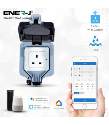 ENER-J Smart WiFi Waterproof Single Socket (IP55) - Code SHA5303