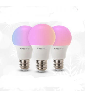 ENER-J Smart WiFi GLS LED Lamp E27, 9W, RGB+W+WW, Dimmable (Pack of 3) - Code SHA5308-3