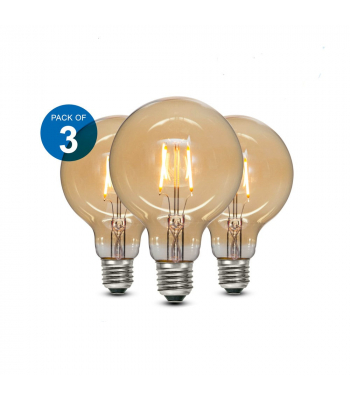ENER-J Smart WiFi CCT Changing & Dimmable Amber Glass G95 LED Globe Lamp E27 8.5W (Pack of 3) - Code SHA5309-3