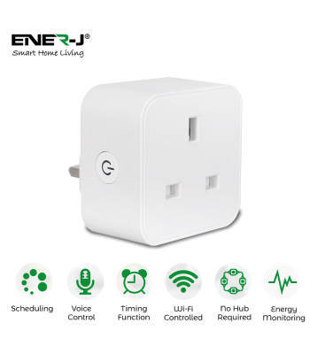 ENER-J 13A WiFi Smart Plug, UK BS Plug, With Energy Monitor (Pack of 2) - Code SHA5325-2