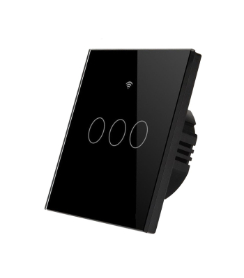ENER-J Wifi Smart 3 Gang Touch Switch, No Neutral Needed, Black Body - Code SHA5338