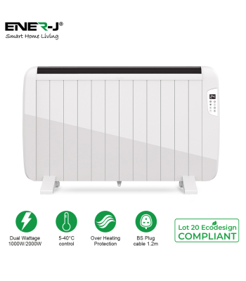 ENER-J Smart 2000W Radiator Heater with Aluminium Heating Element, White - Code SHA5355W