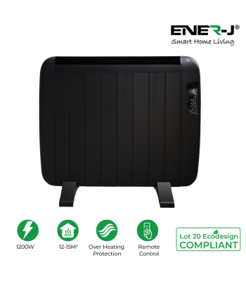 ENER-J Smart 1200W Radiator Heater with Aluminium Heating Element, Black - Code SHA5360B