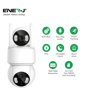 ENER-J Smart Wi-Fi Dual Lens Outdoor Dome IP Camera White Housing, IP65 - Code SHA5363