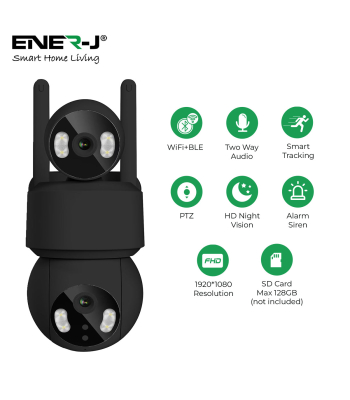 ENER-J Smart Wi-Fi Dual Lens Outdoor Dome IP Camera - Black Housing, IP65 - Code SHA5364